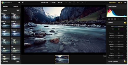 Polarr online image editing tool